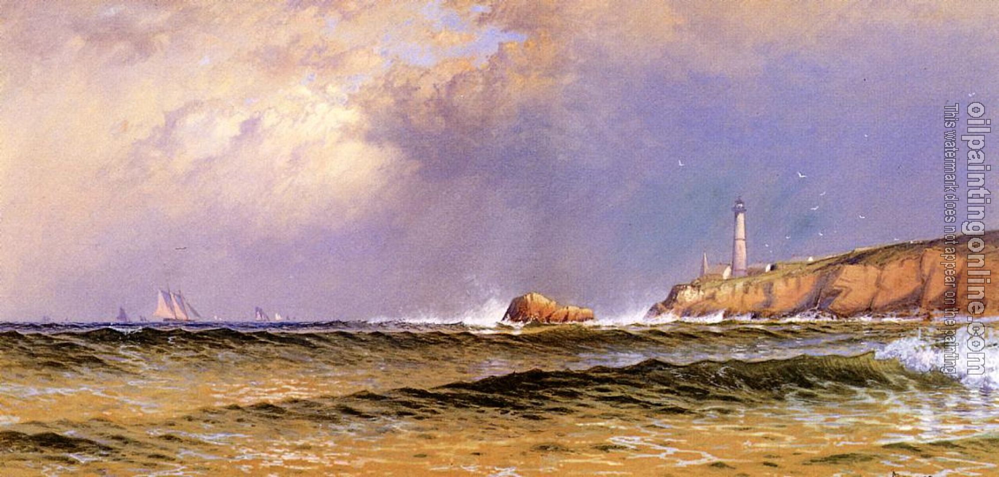 Alfred Thompson Bricher - Coastal Scene with Lighthouse